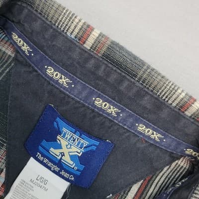 Wrangler Men's TwentyX Size Large Plaid Long Sleeve Button Down Cotton Shirt - Thumbnail 4