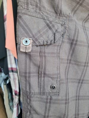 Micros Men's Size 30 Brown Plaid Bermuda Skater Chino Cargo Shorts 10" Inseam - Thumbnail 6
