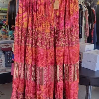 St. John's Bay Womens Y2K Boho Native Tiered Long Festival Maxi Skirt Size 8P