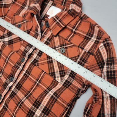 Gianni Bini GB Girls size XL Red Orange Plaid Flannel Shirt Jacket Shacket - Thumbnail 3
