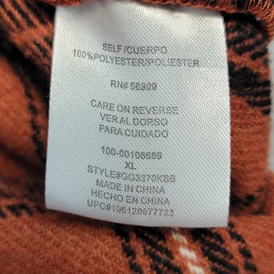 Gianni Bini GB Girls size XL Red Orange Plaid Flannel Shirt Jacket Shacket - Thumbnail 5