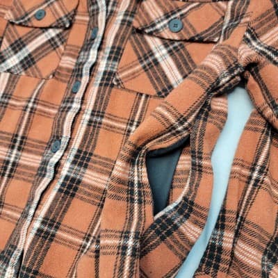 Gianni Bini GB Girls size XL Red Orange Plaid Flannel Shirt Jacket Shacket - Thumbnail 7