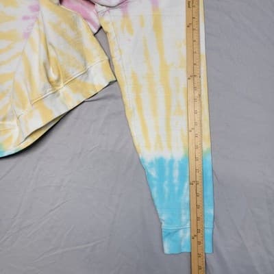 Seattle Shirt Co. Tie Dye Sweatshirt Large Pink Blue Yellow Swirl Crooked Logo - Thumbnail 7