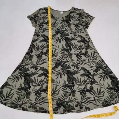 Old Navy Women's M Green Floral Y2K Dress Cute And Comfy Rayon Spandex Knit - Thumbnail 2