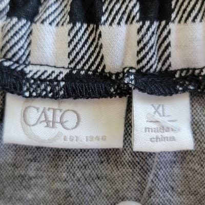 Cato Womens XL Gingham Black White Checked Drawstring Short Skirt Front Pockets - Thumbnail 6