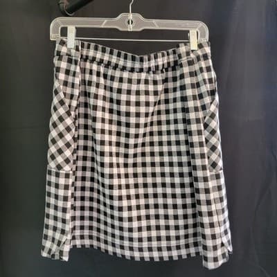 Cato Womens XL Gingham Black White Checked Drawstring Short Skirt Front Pockets - Thumbnail 4