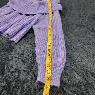 Forever 21 Womens Lavender Cowl Neck Off Shoulder Cropped Sweater Cable Knit MED - Thumbnail 4