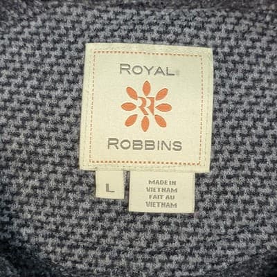 ROYAL ROBBINS Women's LG Grey Knit Jacket 2 Way Zipper Snap Pockets Cuffs Collar - Thumbnail 3