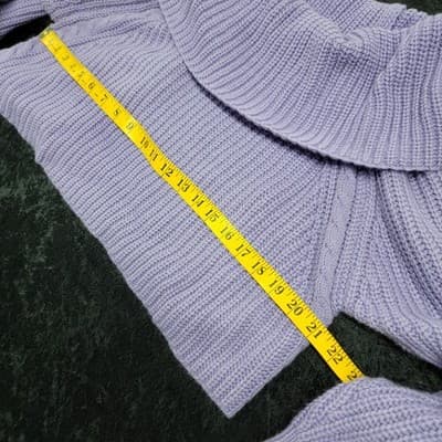Forever 21 Womens Lavender Cowl Neck Off Shoulder Cropped Sweater Cable Knit MED - Thumbnail 5