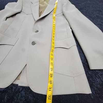 Vintage Levis Western Wear Blazer Mens Beige Sport Coat Size 42L - Thumbnail 8