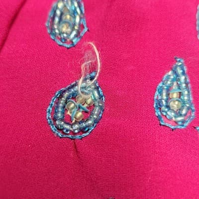 Women's Fuchsia Vintage Sari Palace Kurti Tunic Embellished Size 46 - Thumbnail 7