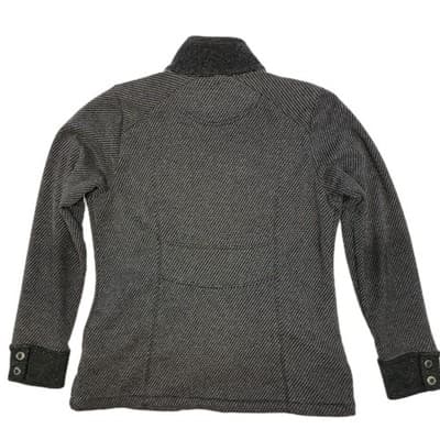 ROYAL ROBBINS Women's LG Grey Knit Jacket 2 Way Zipper Snap Pockets Cuffs Collar - Thumbnail 2