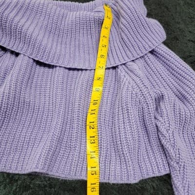 Forever 21 Womens Lavender Cowl Neck Off Shoulder Cropped Sweater Cable Knit MED - Thumbnail 3