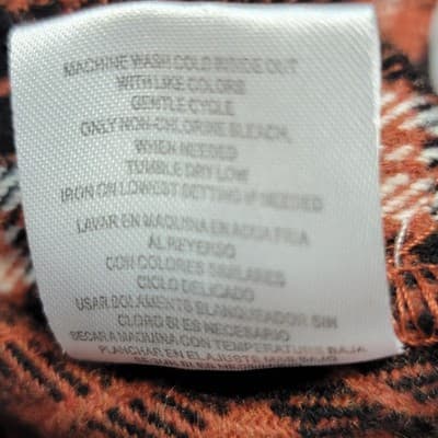 Gianni Bini GB Girls size XL Red Orange Plaid Flannel Shirt Jacket Shacket - Thumbnail 6