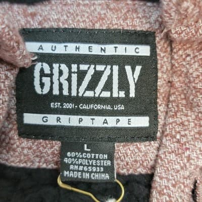 NWT Red Heather Men's Large Grizzly Griptape Sherpa Fleece Lined Jacket - Thumbnail 6