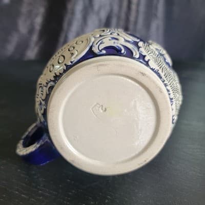 Vintage Blue German Tankard Collectible Lidded Beer Stein Excellent Condition - Thumbnail 6