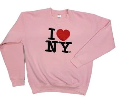 I Heart NY Pink Sweatshirt Large New York Souvenir Soft Comfy Crewneck Cotton
