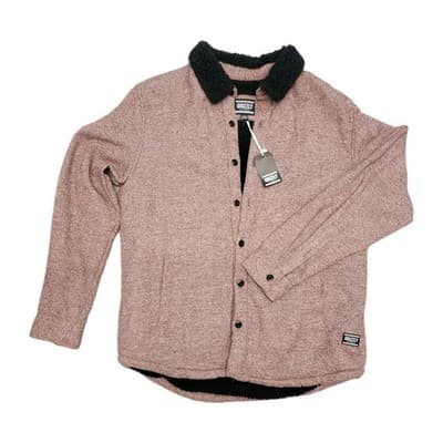 NWT Red Heather Men's Large Grizzly Griptape Sherpa Fleece Lined Jacket