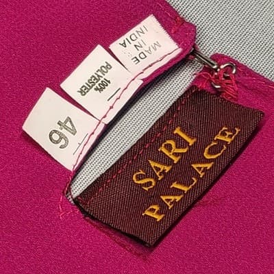 Women's Fuchsia Vintage Sari Palace Kurti Tunic Embellished Size 46 - Thumbnail 2