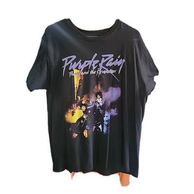 Prince Purple Rain T-Shirt Mens Size XL Black Graphic Tee Cotton Short Sleeve
