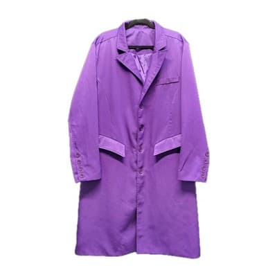 Purple Tuxedo Trench Jacket Heavy Satin Lined Size Unknown 46" PtP 45" Long