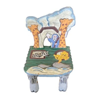 VINTAGE 1997 Creatively Yours Hand Carved Painted Noah’s Ark Toddler Chair 17’’