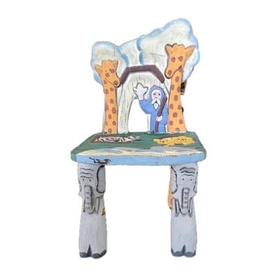 VINTAGE 1997 Creatively Yours Hand Carved Painted Noah’s Ark Toddler Chair 17’’ - Thumbnail 2