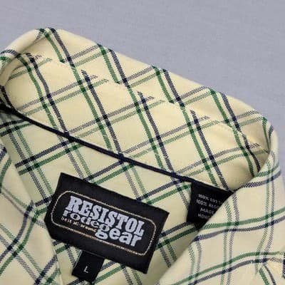 Resistol Rodeo Gear Men's L Long Sleeve Western Button Down Plaid Shirt Yellow - Thumbnail 4