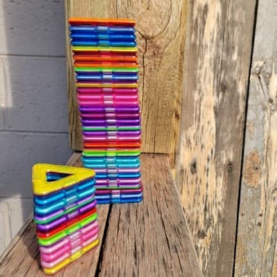 Magformers Magnetic Building Tiles Lot of 42 Pieces Squares And Triangles - Thumbnail 2