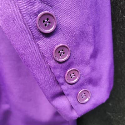 Purple Tuxedo Trench Jacket Heavy Satin Lined Size Unknown 46" PtP 45" Long - Thumbnail 4
