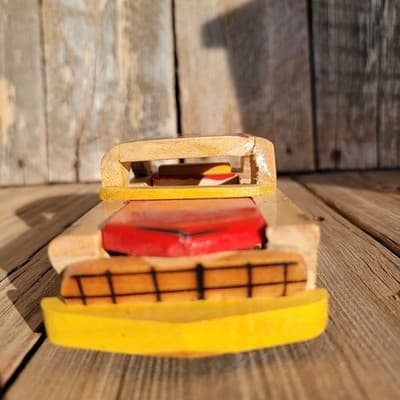 HAND CARVED Cuban Collectible Wooden 1957 CHEVROLET CAR 7" - Thumbnail 5