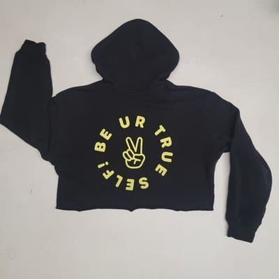 Sugar & Jade Hoodie Black Cropped Sweatshirt Large Be ur true self. - Thumbnail 8