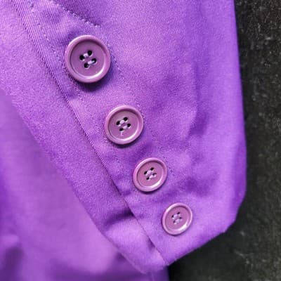 Purple Tuxedo Trench Jacket Heavy Satin Lined Size Unknown 46" PtP 45" Long - Thumbnail 3