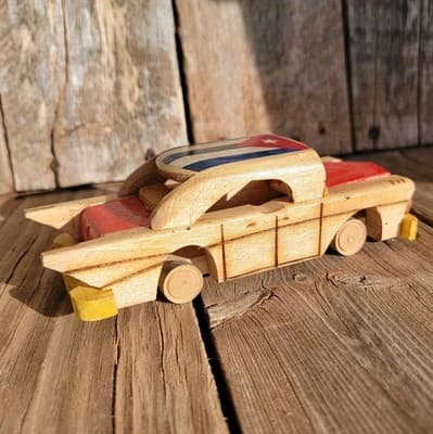 HAND CARVED Cuban Collectible Wooden 1957 CHEVROLET CAR 7" - Thumbnail 2