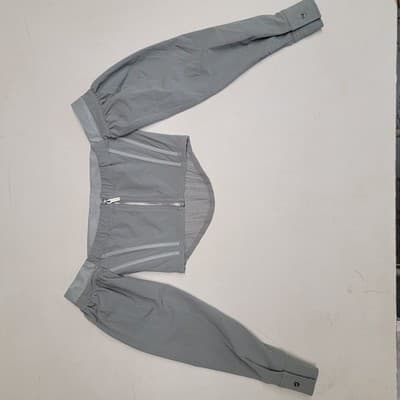 Manière De Voir Women Grey Long Sleeve Off The Shoulder Corset Crop Top Sz 6 - Thumbnail 5