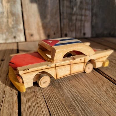 HAND CARVED Cuban Collectible Wooden 1957 CHEVROLET CAR 7"