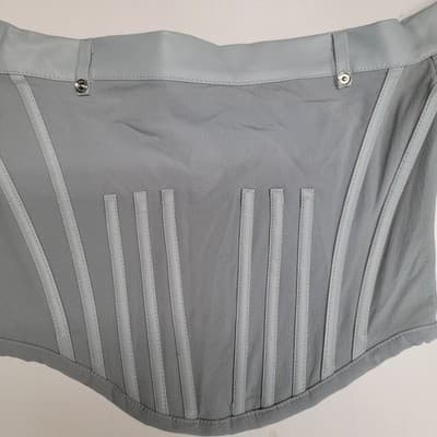 Manière De Voir Women Grey Long Sleeve Off The Shoulder Corset Crop Top Sz 6 - Thumbnail 2