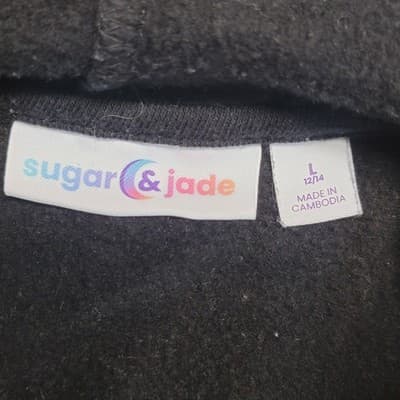 Sugar & Jade Hoodie Black Cropped Sweatshirt Large Be ur true self. - Thumbnail 7