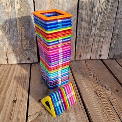 Magformers Magnetic Building Tiles Lot of 42 Pieces Squares And Triangles - Thumbnail 3