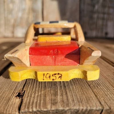HAND CARVED Cuban Collectible Wooden 1957 CHEVROLET CAR 7" - Thumbnail 7