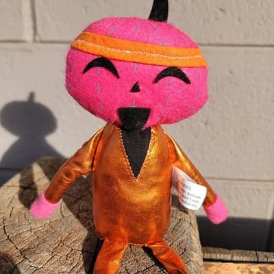 2024 Hyde & Eek 11” Felt “Work Out” Pumpkin Jack Shelf Sitter Figurine - Thumbnail 2
