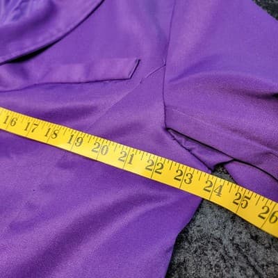 Purple Tuxedo Trench Jacket Heavy Satin Lined Size Unknown 46" PtP 45" Long - Thumbnail 6
