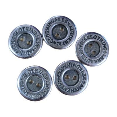 Lot of 5 Five Vintage Metal LEE Metal Buttons 3/4" 2 Hole