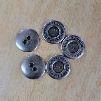Lot of 5 Five Vintage Metal LEE Metal Buttons 3/4" 2 Hole - Thumbnail 2