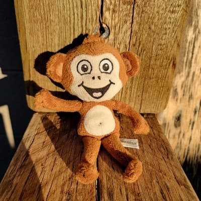 Eco Nugenics Brown Plush Monkey small 7" Curly Tail VINTAGE Collector