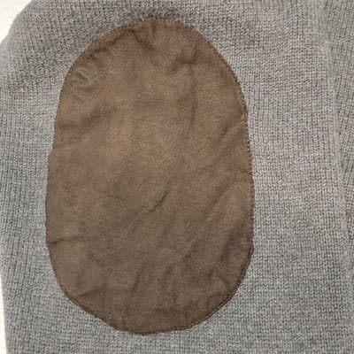 CHAPS Men's LRG Gray Knit Button Up Cardigan Sweater Elbow Patch V Neck Cotton - Thumbnail 6
