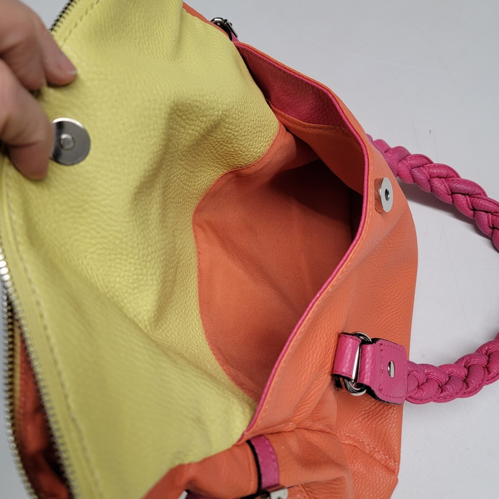 APT 9 Double Braided Handled Bag Delicious Taffy Colors Zippered Tote Closure - Thumbnail 7