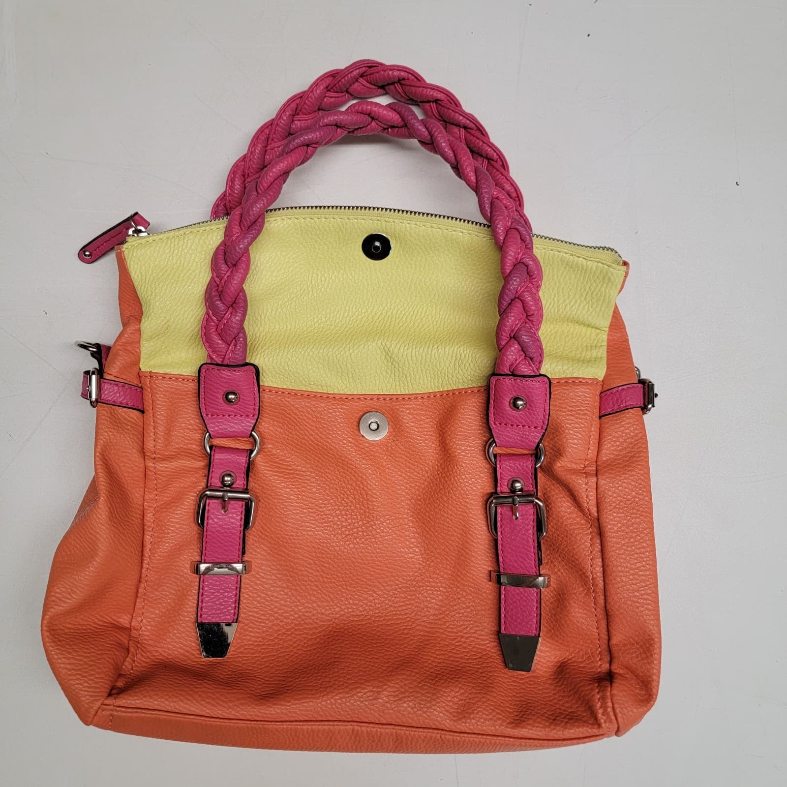 APT 9 Double Braided Handled Bag Delicious Taffy Colors Zippered Tote Closure