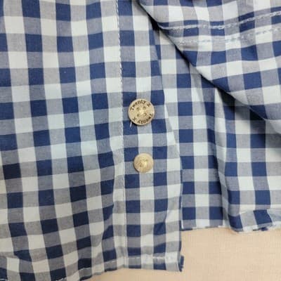 Wrangler TwentyX Men's XL Blue Checked Cowboy Button-Down Long Sleeve Shirt - Thumbnail 7
