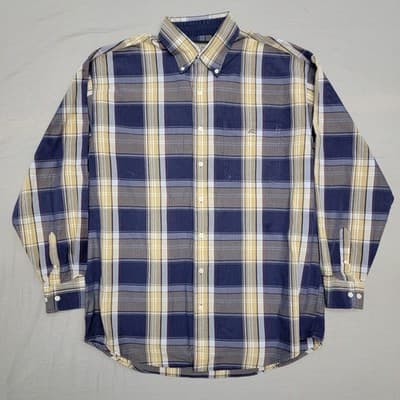 Resistol Rodeo Gear Men's Large Blue Plaid Long Sleeve Button Down Cowboy Shirt